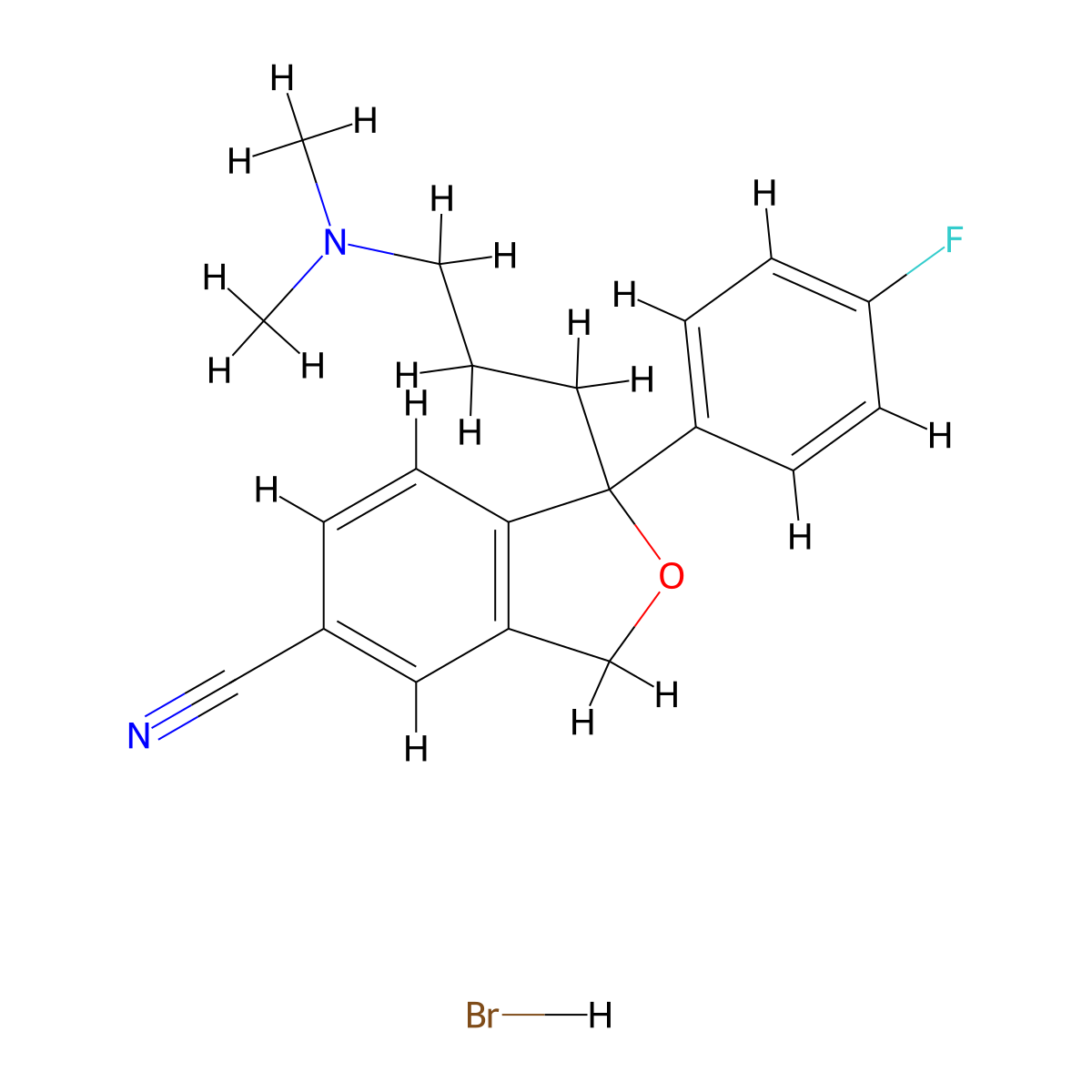Citalopram Hydrobromide molecular structure, CAS 59729-32-7