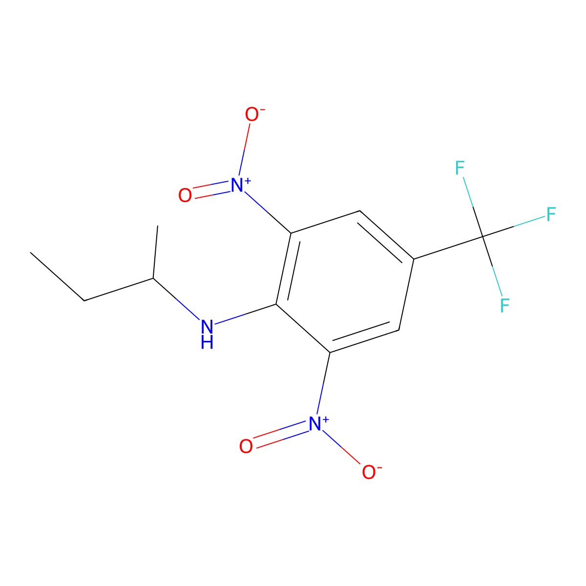 N-(butan-2-yl)-2,6-dinitro-4-(trifluoromethyl)aniline molecular structure, CAS 5973-55-7