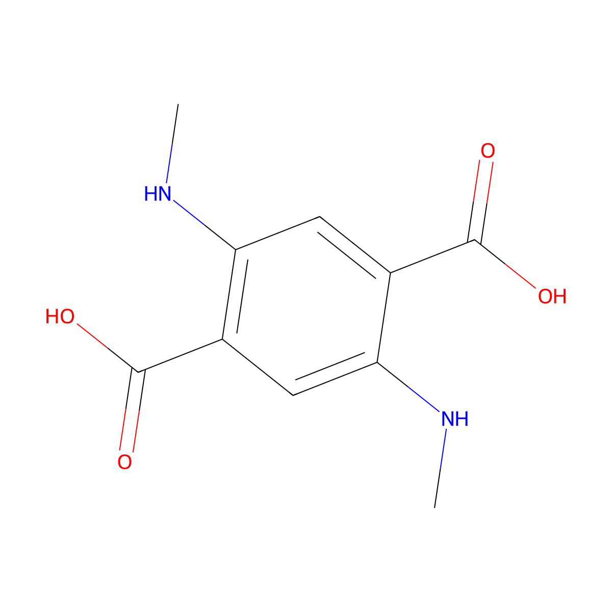 2,5-Bis(methylamino)terephthalic acid molecular structure, CAS 59736-61-7