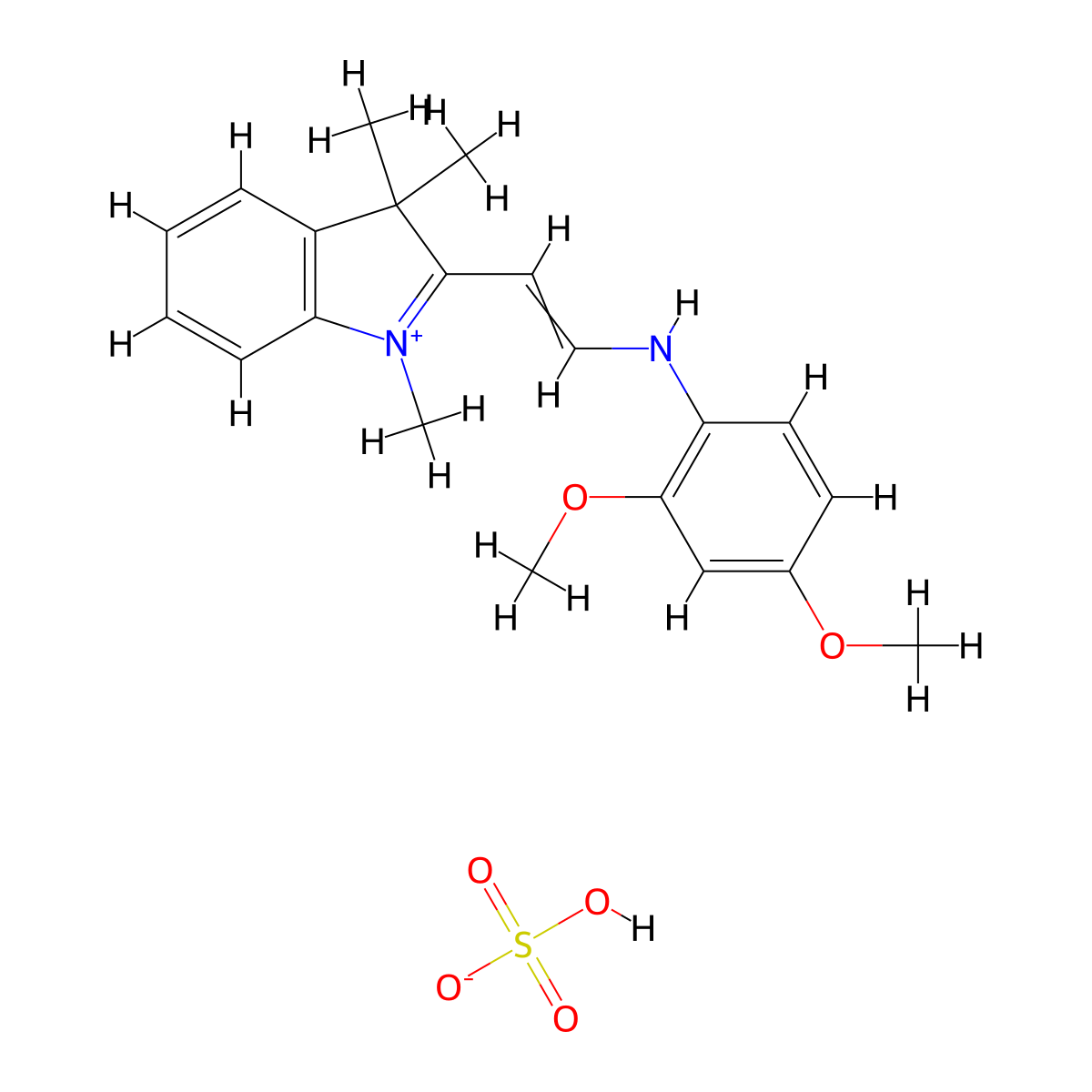3H-Indolium, 2-[2-[(2,4-dimethoxyphenyl)amino]ethenyl]-1,3,3-trimethyl-, sulfate (1:1) molecular structure, CAS 59737-31-4