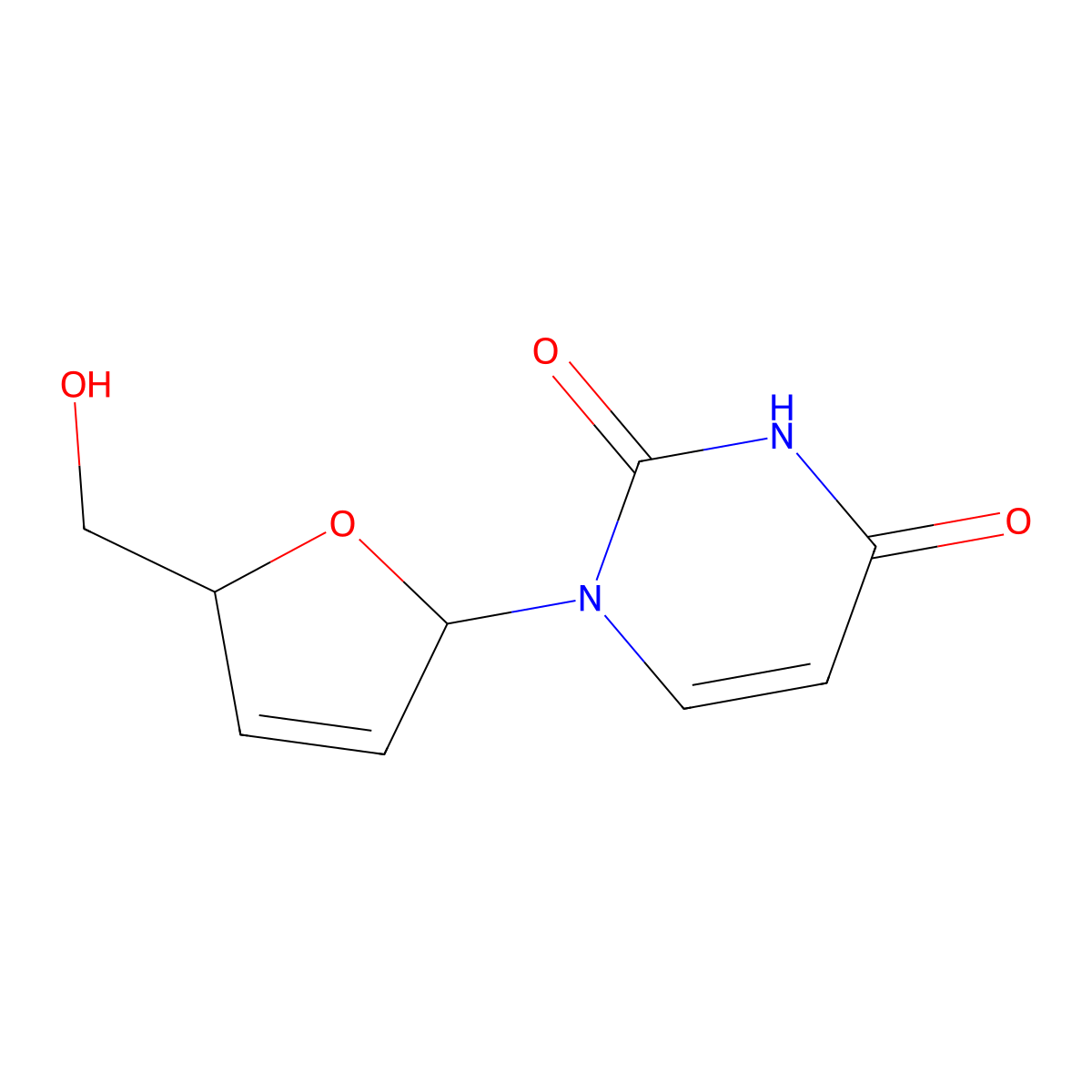 2',3'-Didehydro-2',3'-dideoxyuridine molecular structure, CAS 5974-93-6