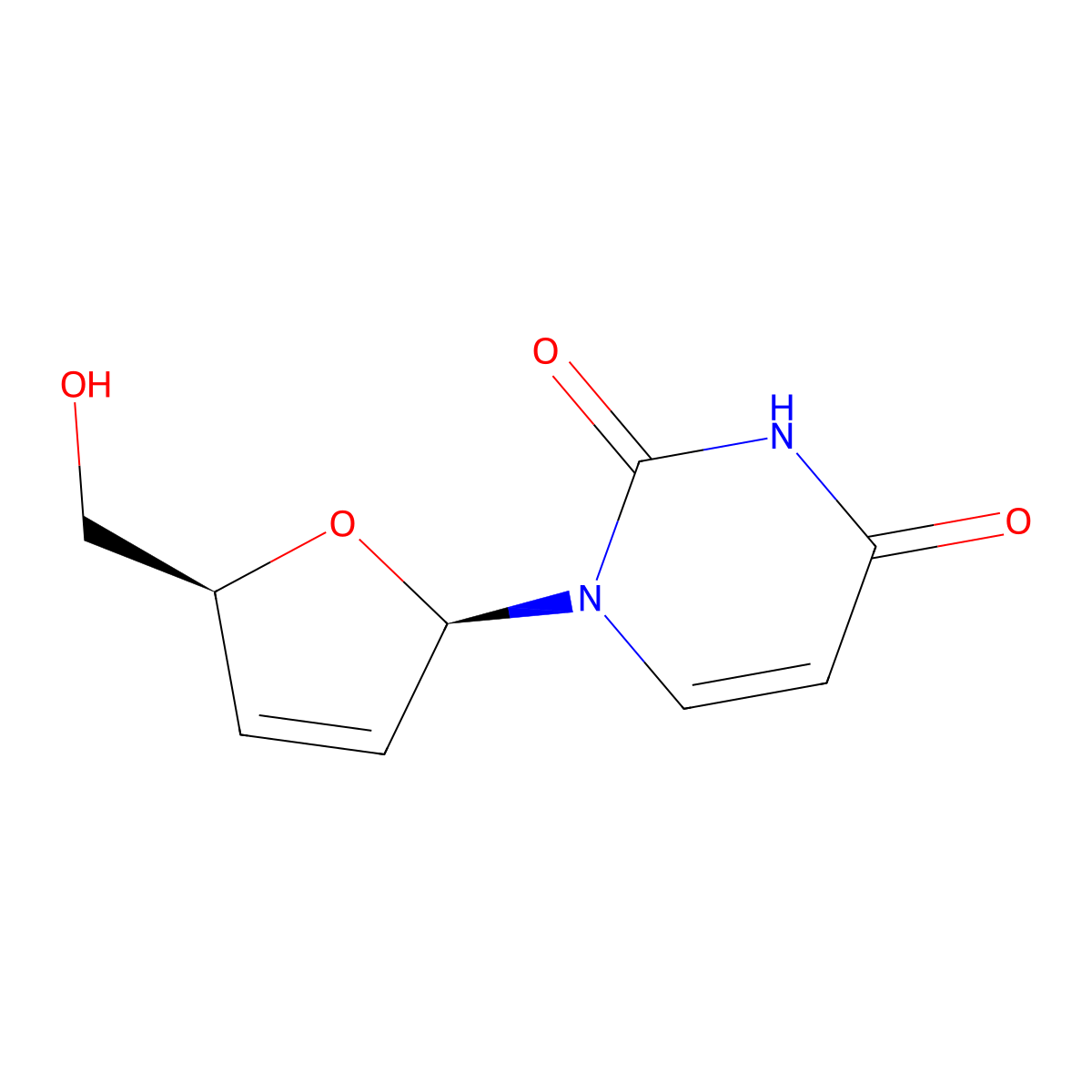 2',3'-Didehydro-2',3'-dideoxyuridine molecular structure, CAS 5974-93-6