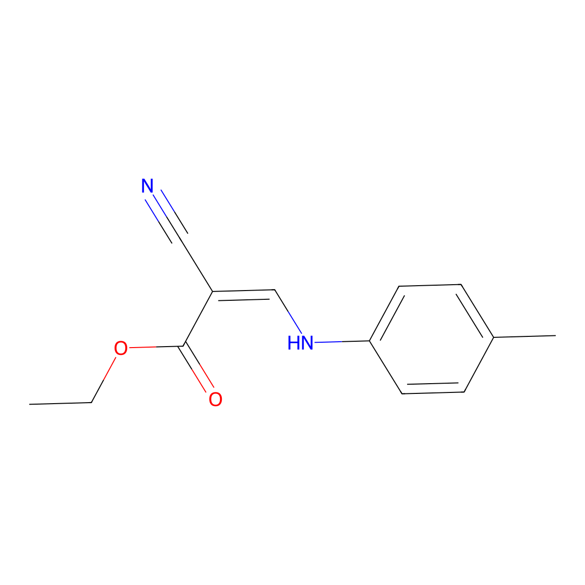 Ethyl 2-cyano-3-(4-methylanilino)prop-2-enoate molecular structure, CAS 59746-98-4