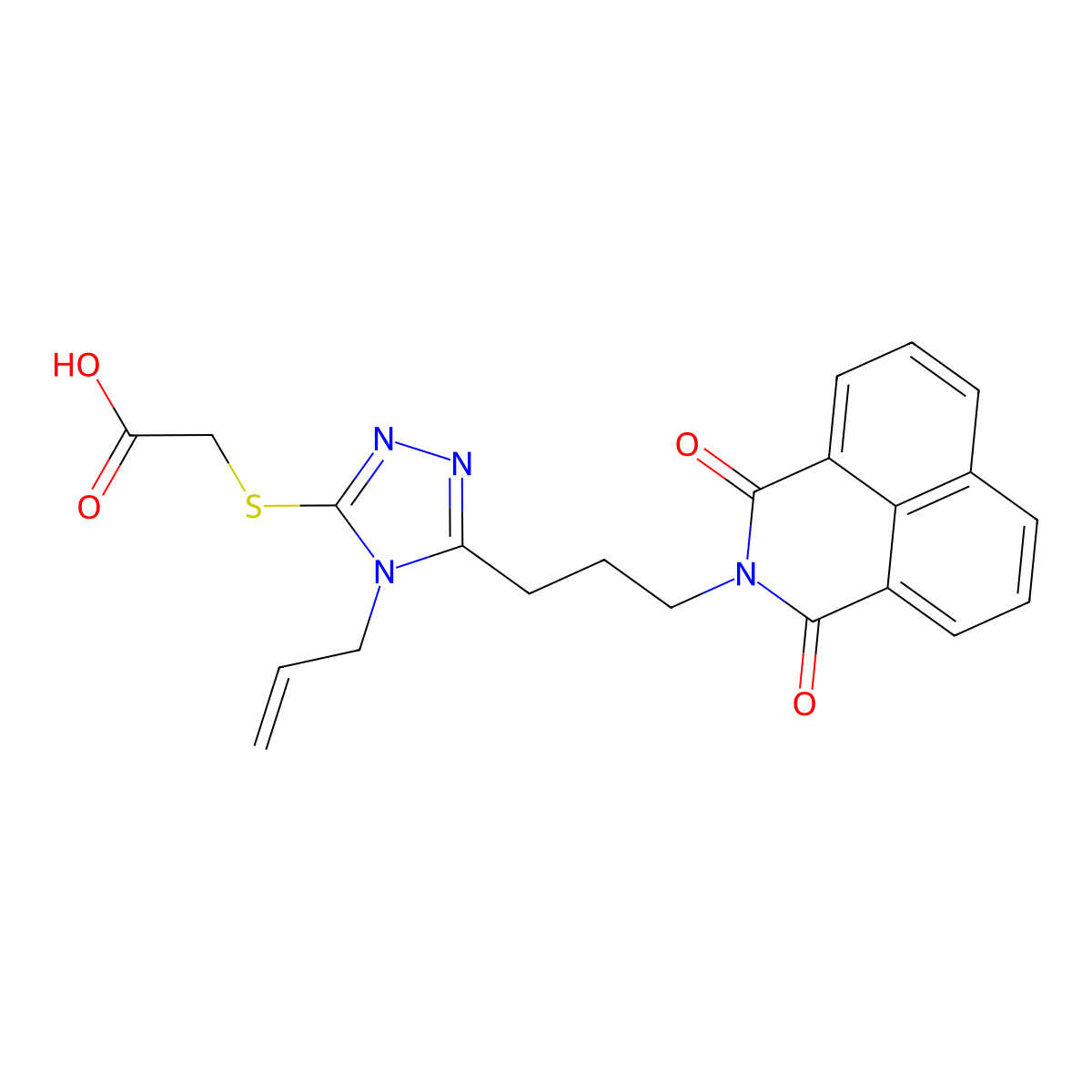 2-[[5-[3-(1,3-Dioxobenzo[de]isoquinolin-2-yl)propyl]-4-prop-2-enyl-1,2,4-triazol-3-yl]sulfanyl]acetic acid molecular structure, CAS 5975-07-5