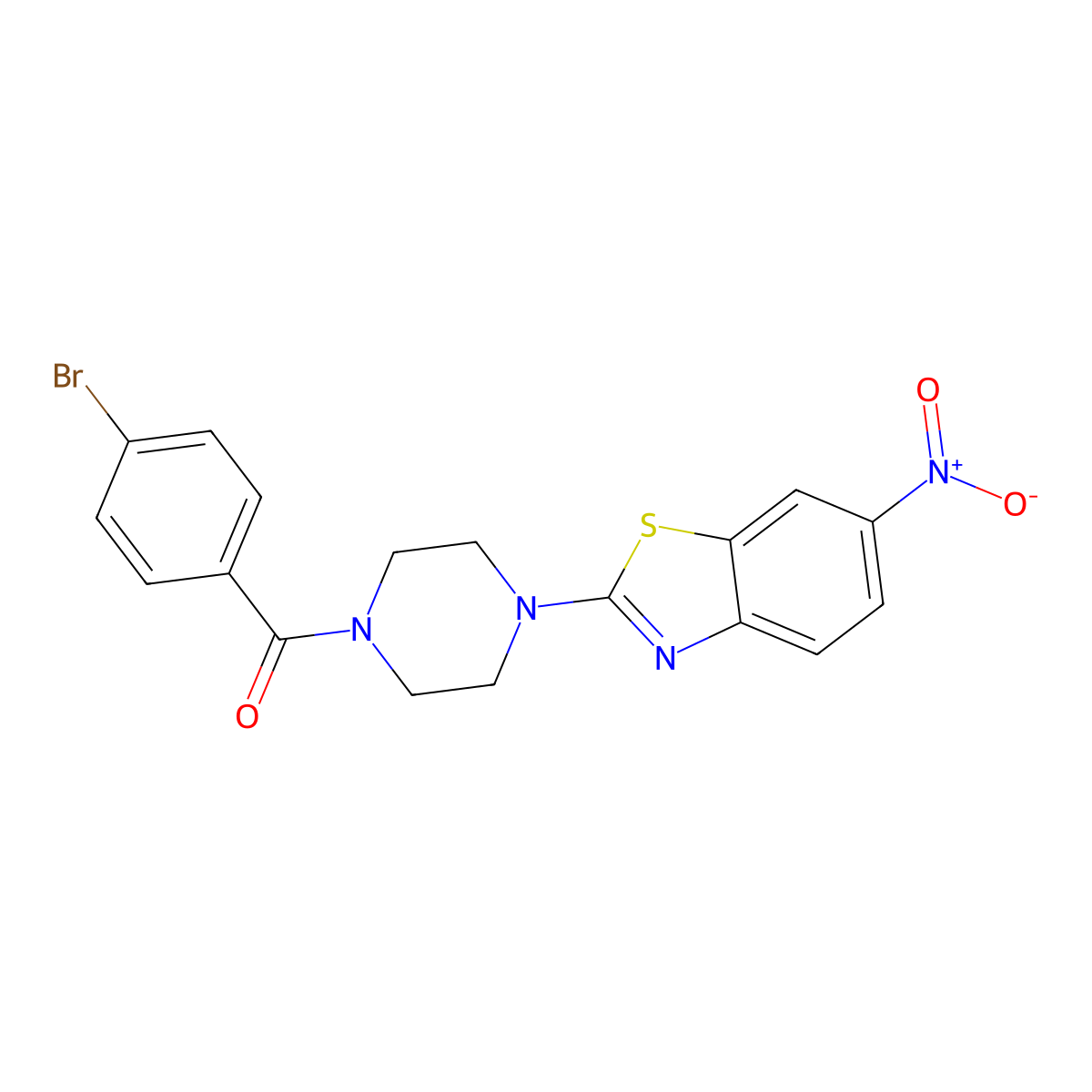 (4-Bromophenyl)[4-(6-nitro-1,3-benzothiazol-2-yl)piperazin-1-yl]methanone molecular structure, CAS 5975-10-0