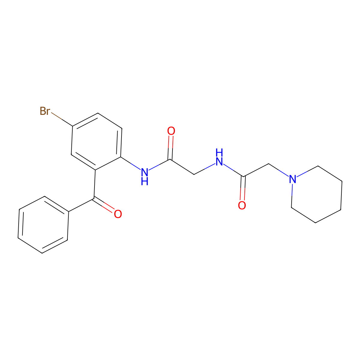 N-[(2-Benzoyl-4-bromo-phenylcarbamoyl)-methyl]-2-piperidin-1-yl-acetamide molecular structure, CAS 5975-37-1