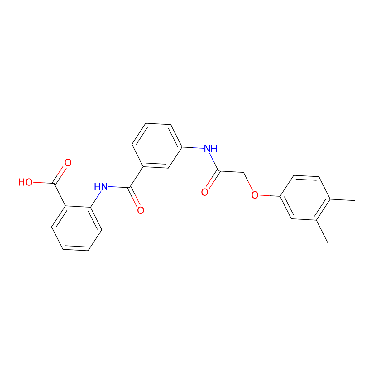 2-[[3-[[2-(3,4-Dimethylphenoxy)acetyl]amino]benzoyl]amino]benzoic acid molecular structure, CAS 5975-49-5