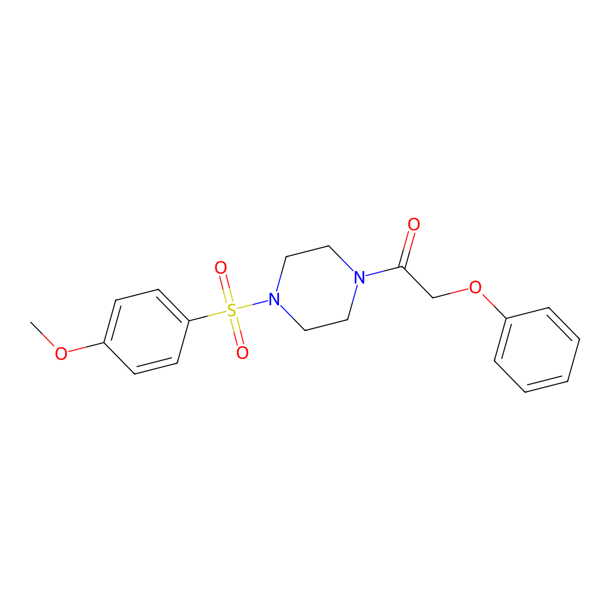1-[4-(4-Methoxy-benzenesulfonyl)-piperazin-1-yl]-2-phenoxy-ethanone molecular structure, CAS 5975-52-0