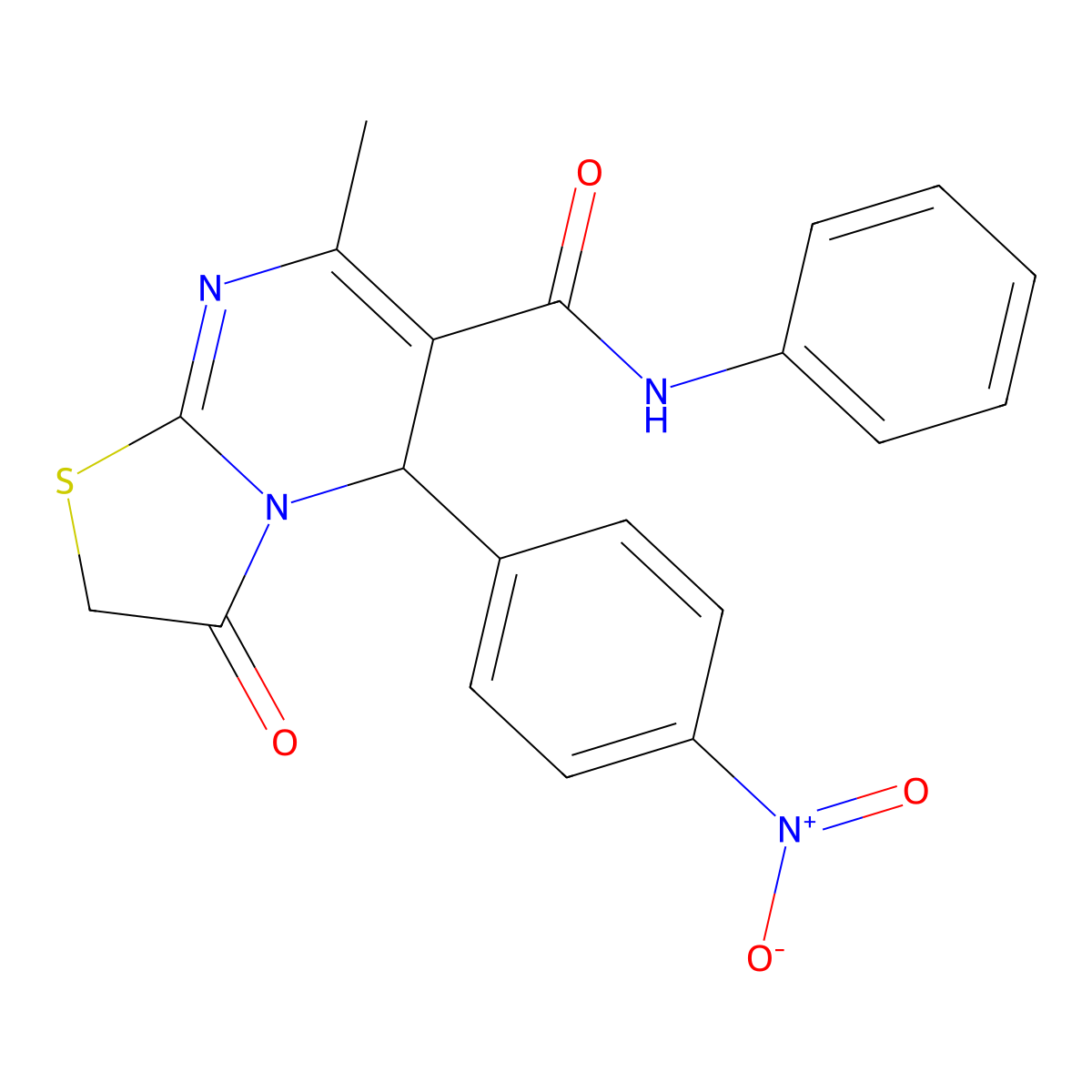 7-Methyl-5-(4-nitrophenyl)-3-oxo-N-phenyl-2,3-dihydro-5H-[1,3]thiazolo[3,2-a]pyrimidine-6-carboxamide molecular structure, CAS 5975-86-0