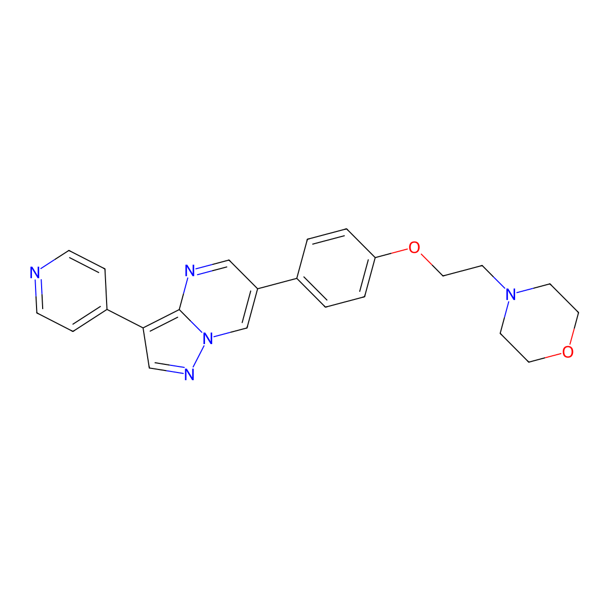 4-[2-[4-(3-Pyridin-4-ylpyrazolo[1,5-a]pyrimidin-6-yl)phenoxy]ethyl]morpholine molecular structure, CAS 597544-21-3