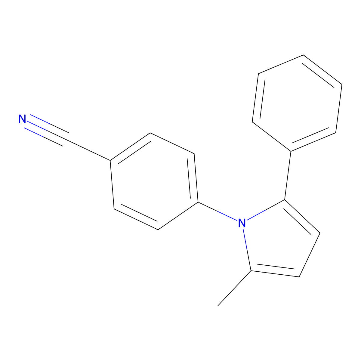 4-(2-methyl-5-phenyl-1H-pyrrol-1-yl)benzonitrile molecular structure, CAS 597545-02-3