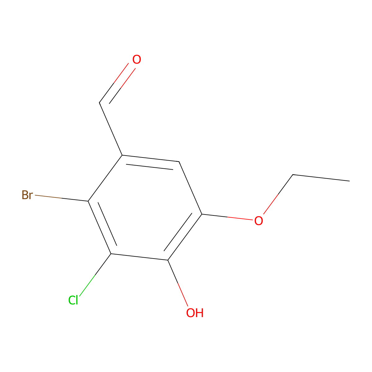 2-Bromo-3-chloro-5-ethoxy-4-hydroxybenzaldehyde molecular structure, CAS 597545-04-5