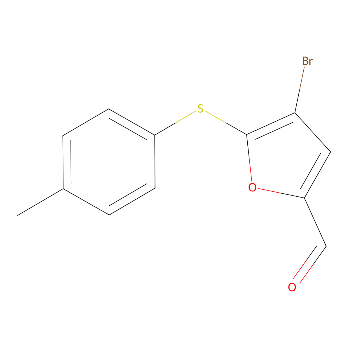 4-Bromo-5-[(4-methylphenyl)thio]-2-furaldehyde molecular structure, CAS 597545-05-6