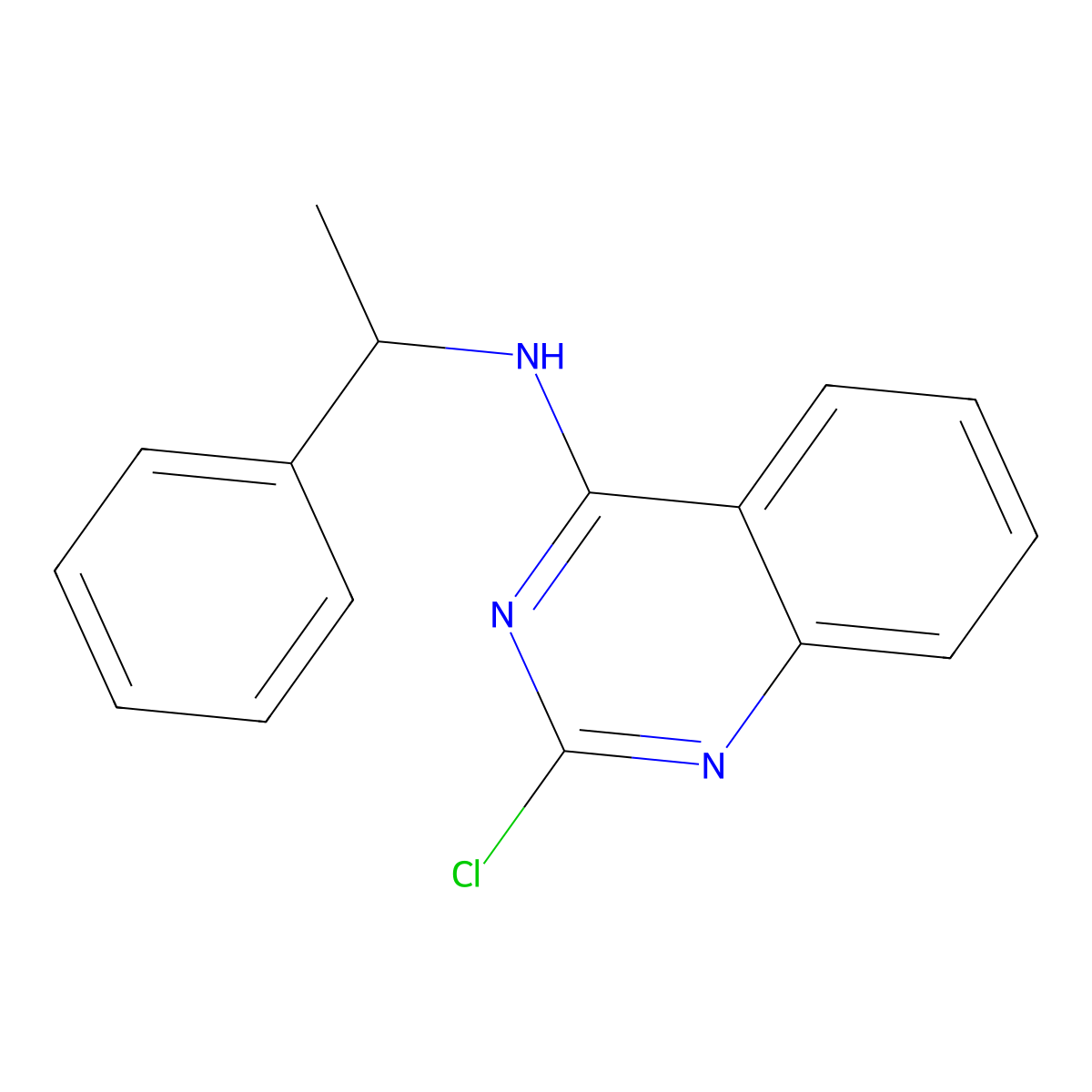 2-chloro-N-(1-phenylethyl)quinazolin-4-amine molecular structure, CAS 597545-50-1
