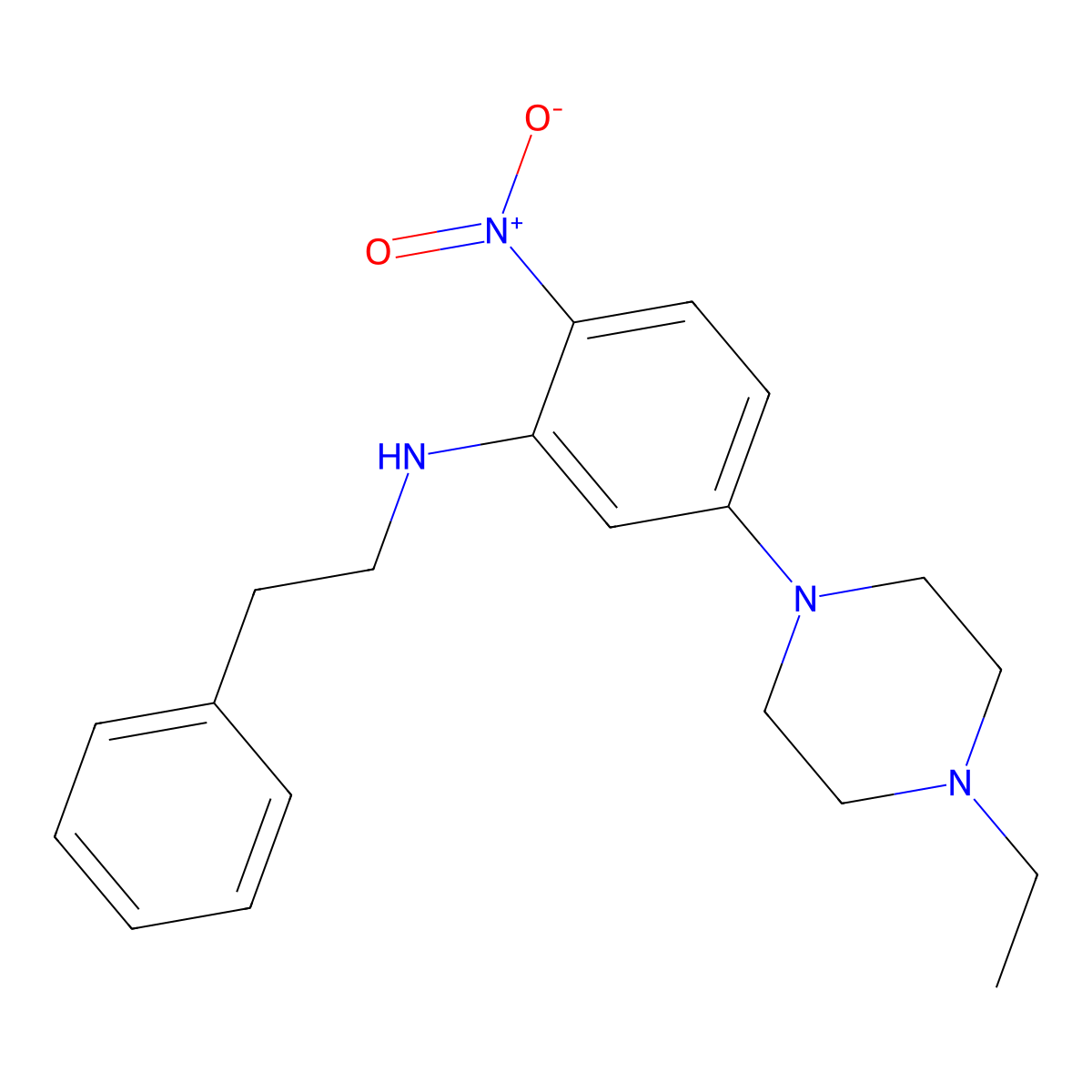 5-(4-ethylpiperazin-1-yl)-2-nitro-N-phenethylaniline molecular structure, CAS 597545-55-6