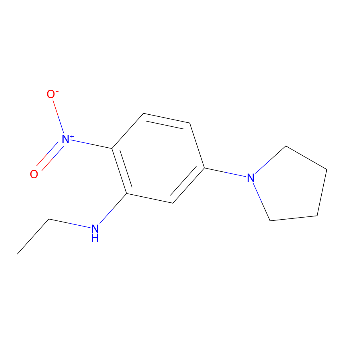 N-ethyl-2-nitro-5-(pyrrolidin-1-yl)aniline molecular structure, CAS 597545-61-4