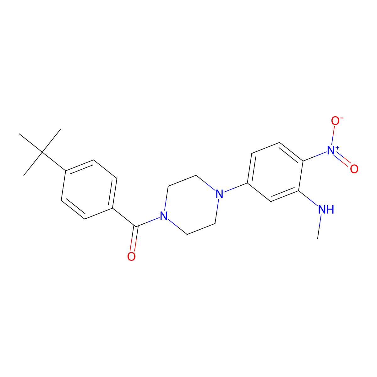 (4-Tert-butylphenyl){4-[3-(methylamino)-4-nitrophenyl]piperazin-1-yl}methanone molecular structure, CAS 597545-63-6