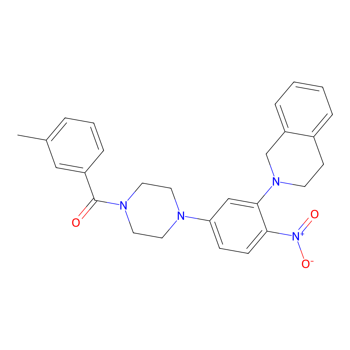 [4-[3-(3,4-dihydro-1H-isoquinolin-2-yl)-4-nitrophenyl]piperazin-1-yl]-(3-methylphenyl)methanone molecular structure, CAS 597545-64-7