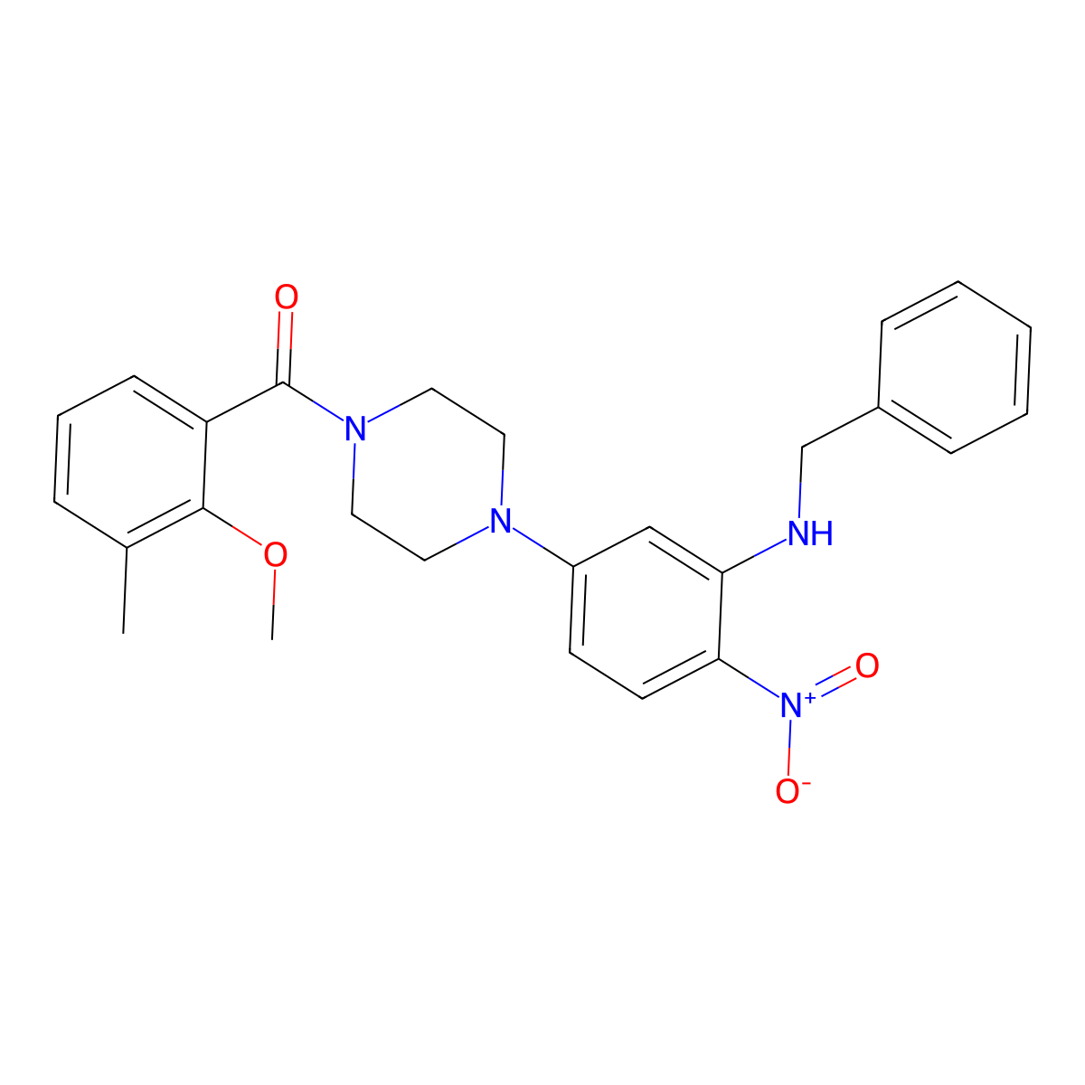[4-[3-(Benzylamino)-4-nitrophenyl]piperazin-1-yl]-(2-methoxy-3-methylphenyl)methanone molecular structure, CAS 597545-66-9
