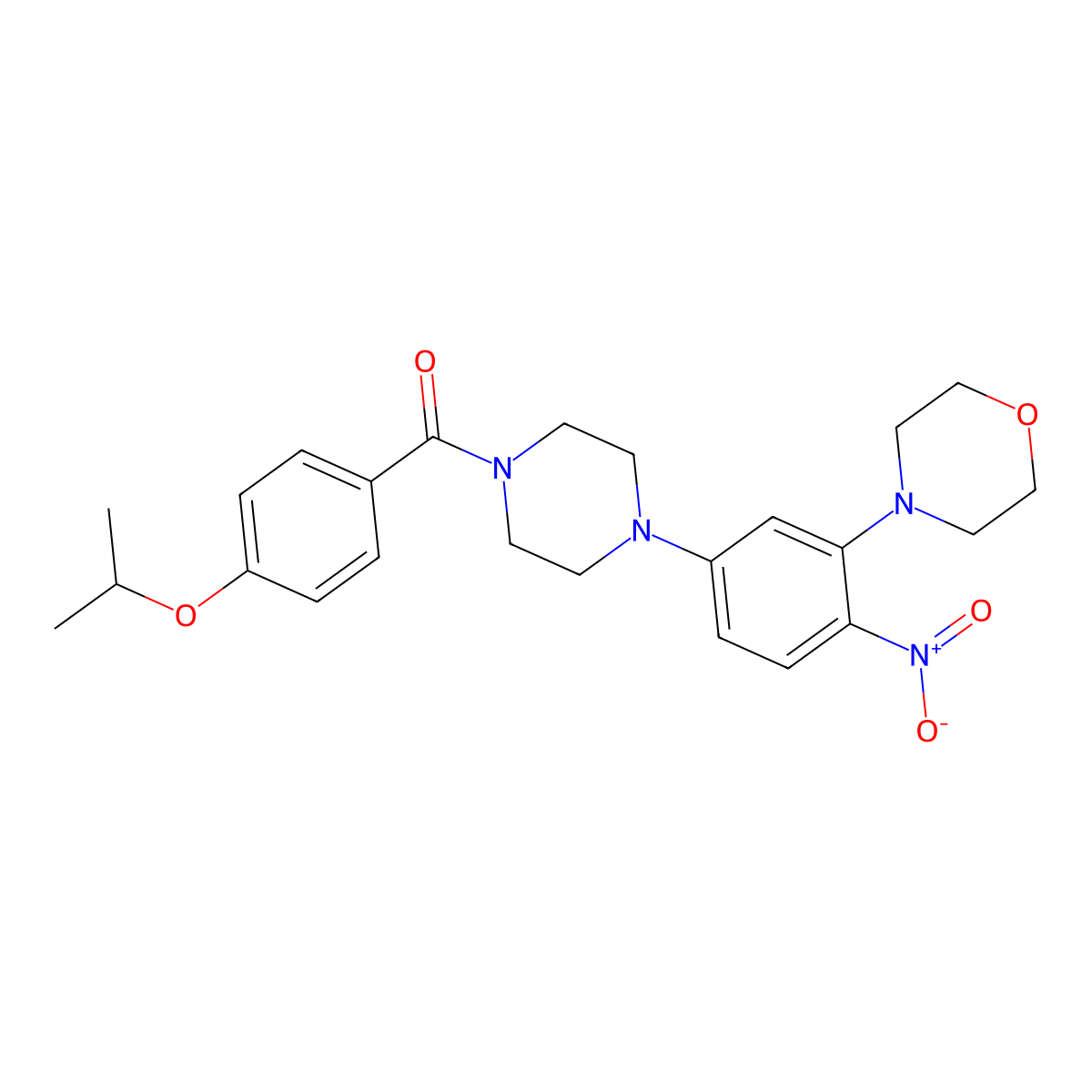 [4-(3-Morpholin-4-yl-4-nitrophenyl)piperazin-1-yl]-(4-propan-2-yloxyphenyl)methanone molecular structure, CAS 597545-67-0