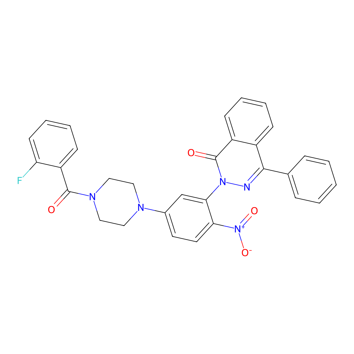 2-(5-{4-[(2-fluorophenyl)carbonyl]piperazin-1-yl}-2-nitrophenyl)-4-phenylphthalazin-1(2H)-one molecular structure, CAS 597545-70-5