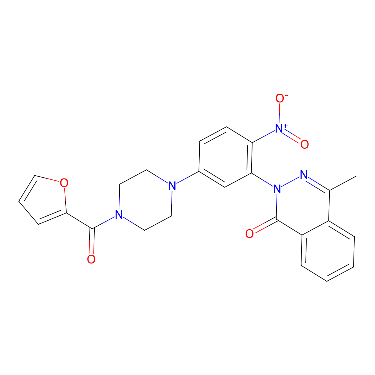 2-{5-[4-(furan-2-ylcarbonyl)piperazin-1-yl]-2-nitrophenyl}-4-methylphthalazin-1(2H)-one molecular structure, CAS 597545-72-7