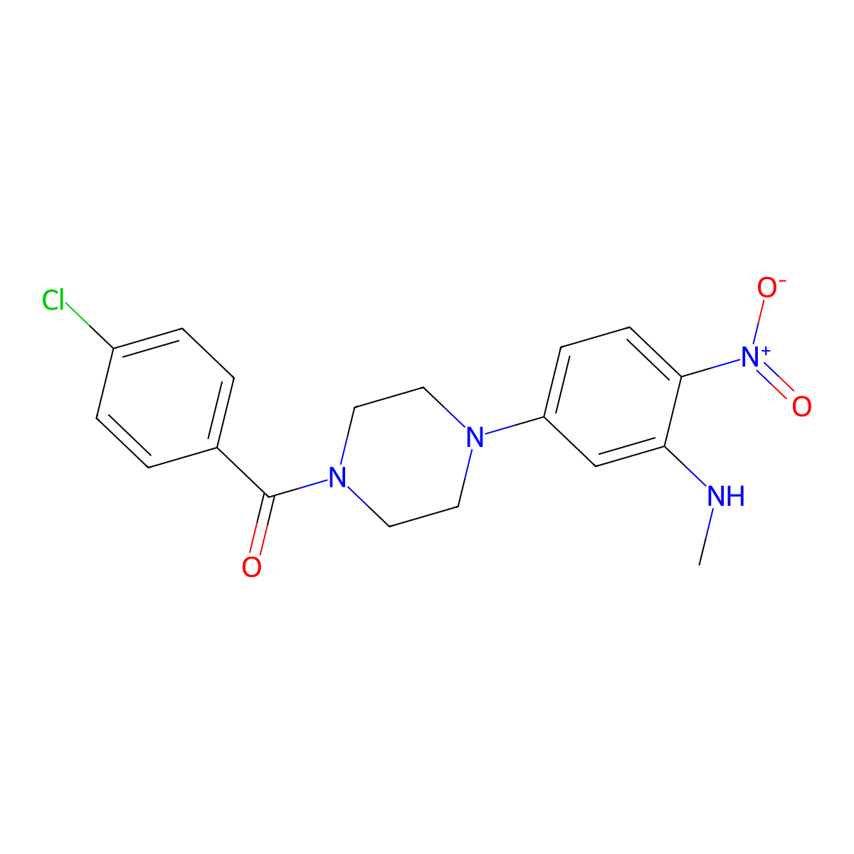 (4-Chlorophenyl){4-[3-(methylamino)-4-nitrophenyl]piperazin-1-yl}methanone molecular structure, CAS 597545-74-9