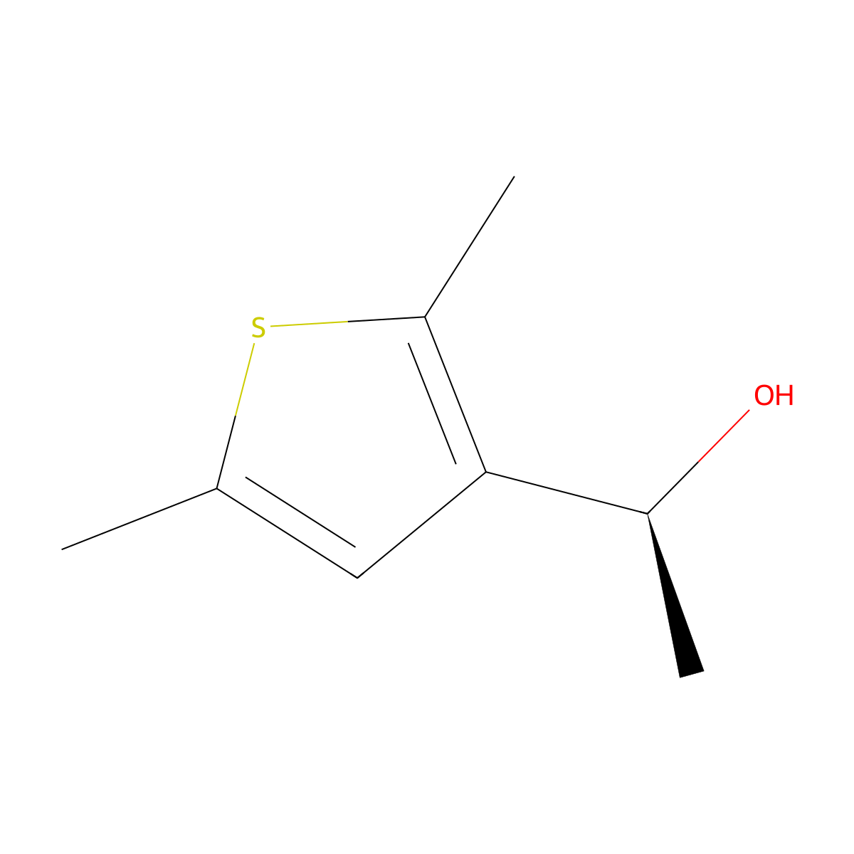 (1S)-1-(2,5-dimethylthiophen-3-yl)ethan-1-ol molecular structure, CAS 597553-08-7