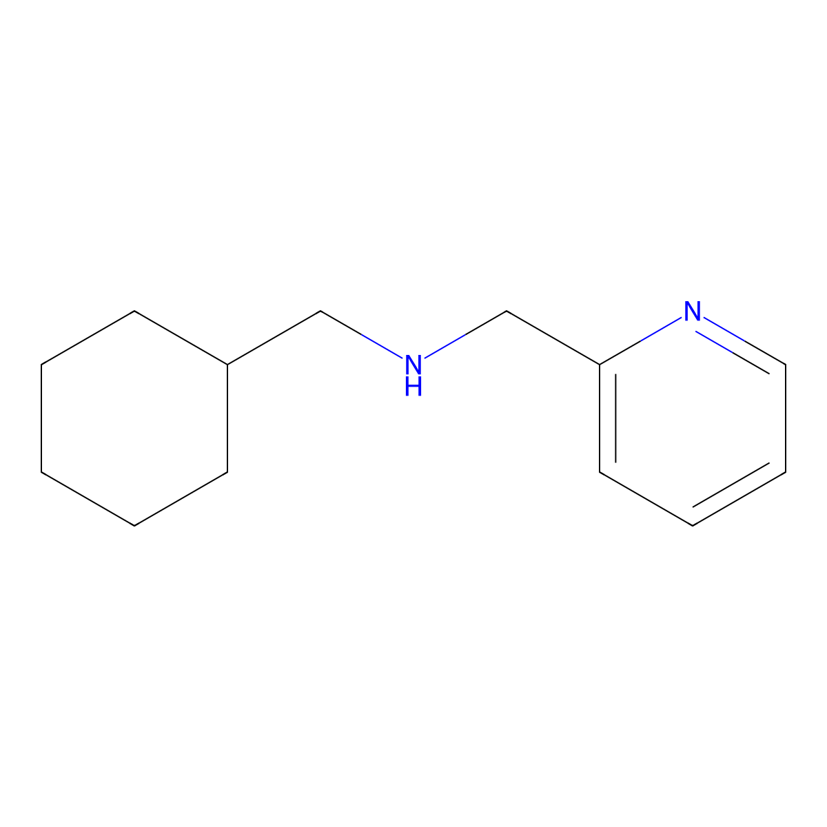 1-cyclohexyl-N-(pyridin-2-ylmethyl)methanamine molecular structure, CAS 597559-47-2