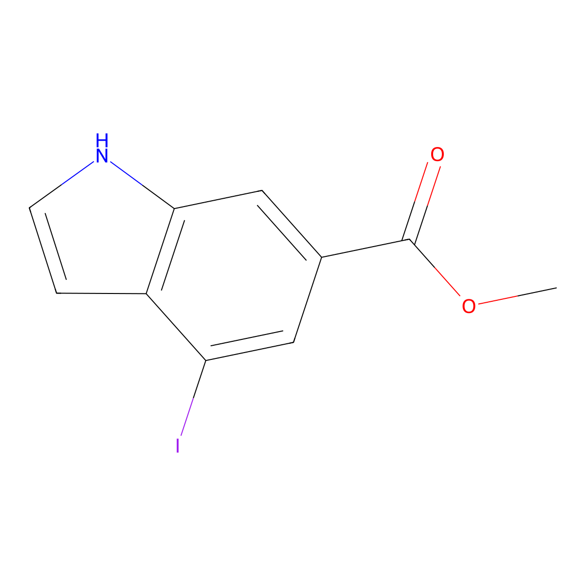 methyl 4-iodo-1H-indole-6-carboxylate molecular structure, CAS 597562-19-1