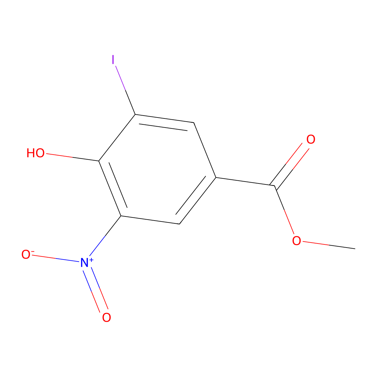 Methyl 4-hydroxy-3-iodo-5-nitrobenzoate molecular structure, CAS 597562-24-8