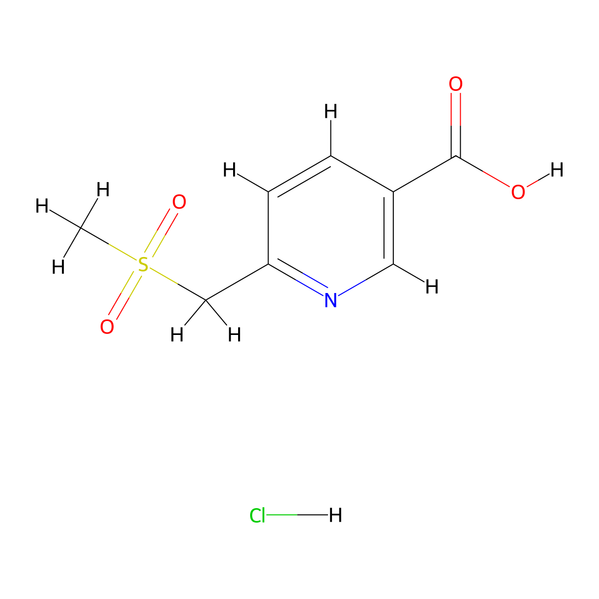 6-((Methylsulfonyl)methyl)nicotinic acid hydrochloride molecular structure, CAS 597562-49-7