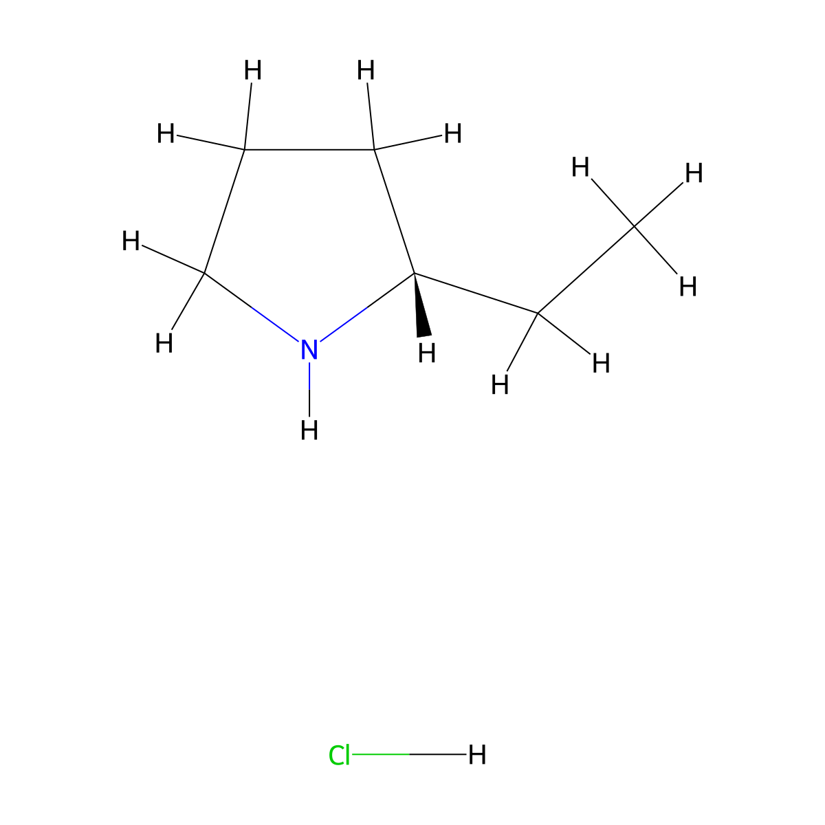 (2S)-2-ethylpyrrolidine hydrochloride molecular structure, CAS 597562-96-4