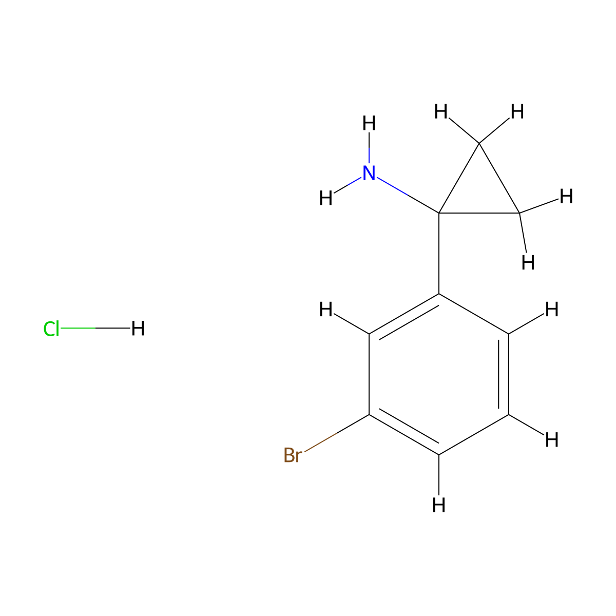 1-(3-Bromophenyl)cyclopropan-1-amine hydrochloride molecular structure, CAS 597563-15-0