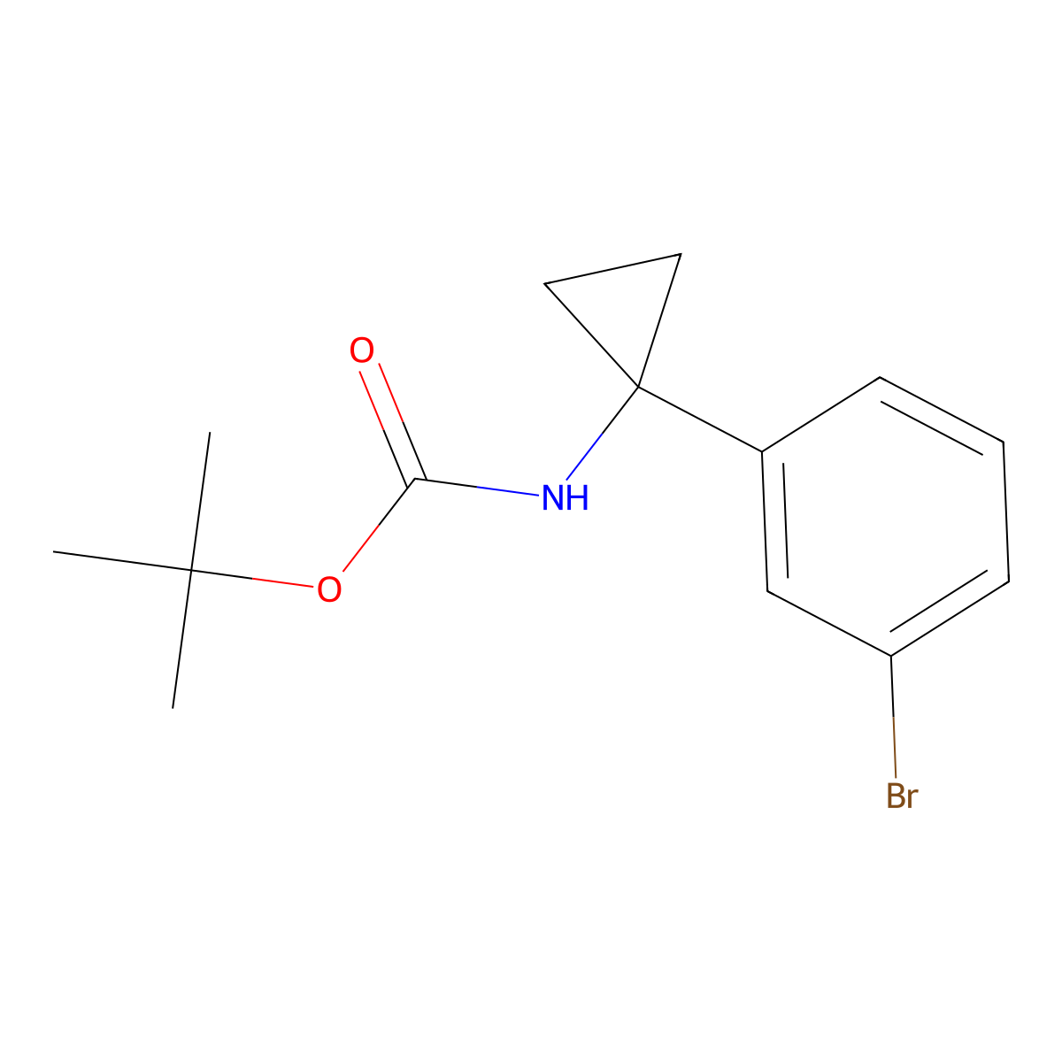 tert-Butyl (1-(3-bromophenyl)cyclopropyl)carbamate molecular structure, CAS 597563-17-2