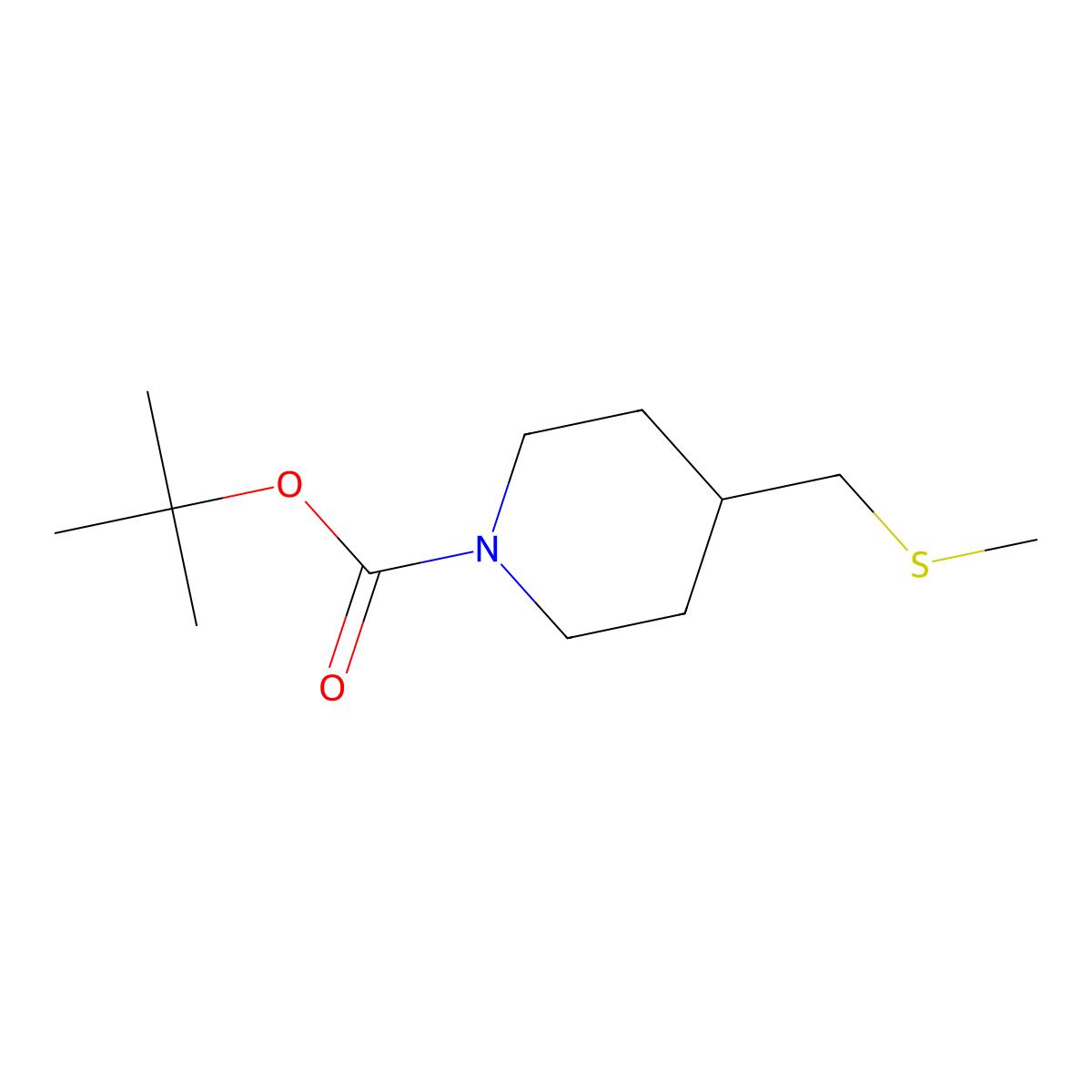 tert-Butyl 4-((methylthio)methyl)piperidine-1-carboxylate molecular structure, CAS 597563-38-7