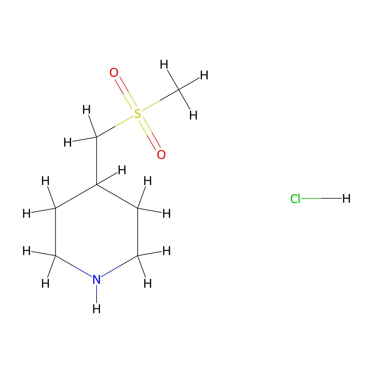 4-(Methanesulfonylmethyl)piperidine hydrochloride molecular structure, CAS 597563-39-8