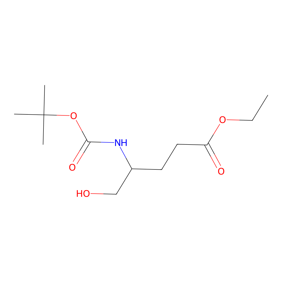 Ethyl (4R)-4-[(tert-butoxycarbonyl)amino]-5-hydroxypentanoate molecular structure, CAS 597577-78-1