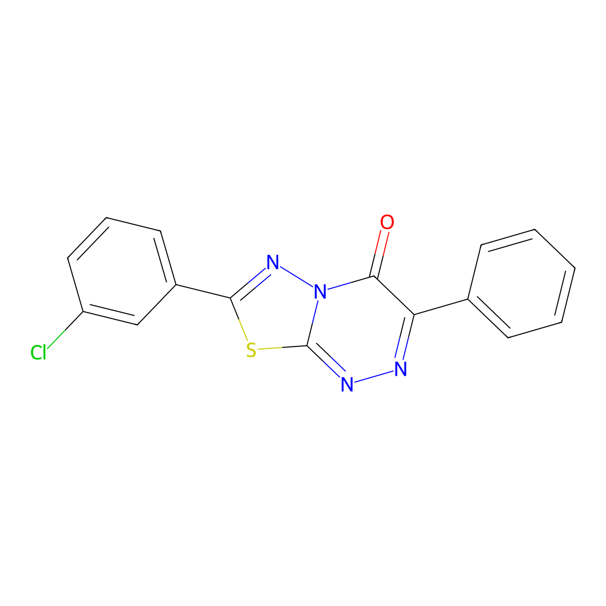 7-(3-chlorophenyl)-3-phenyl-4H-[1,3,4]thiadiazolo[2,3-c][1,2,4]triazin-4-one molecular structure, CAS 59758-61-1
