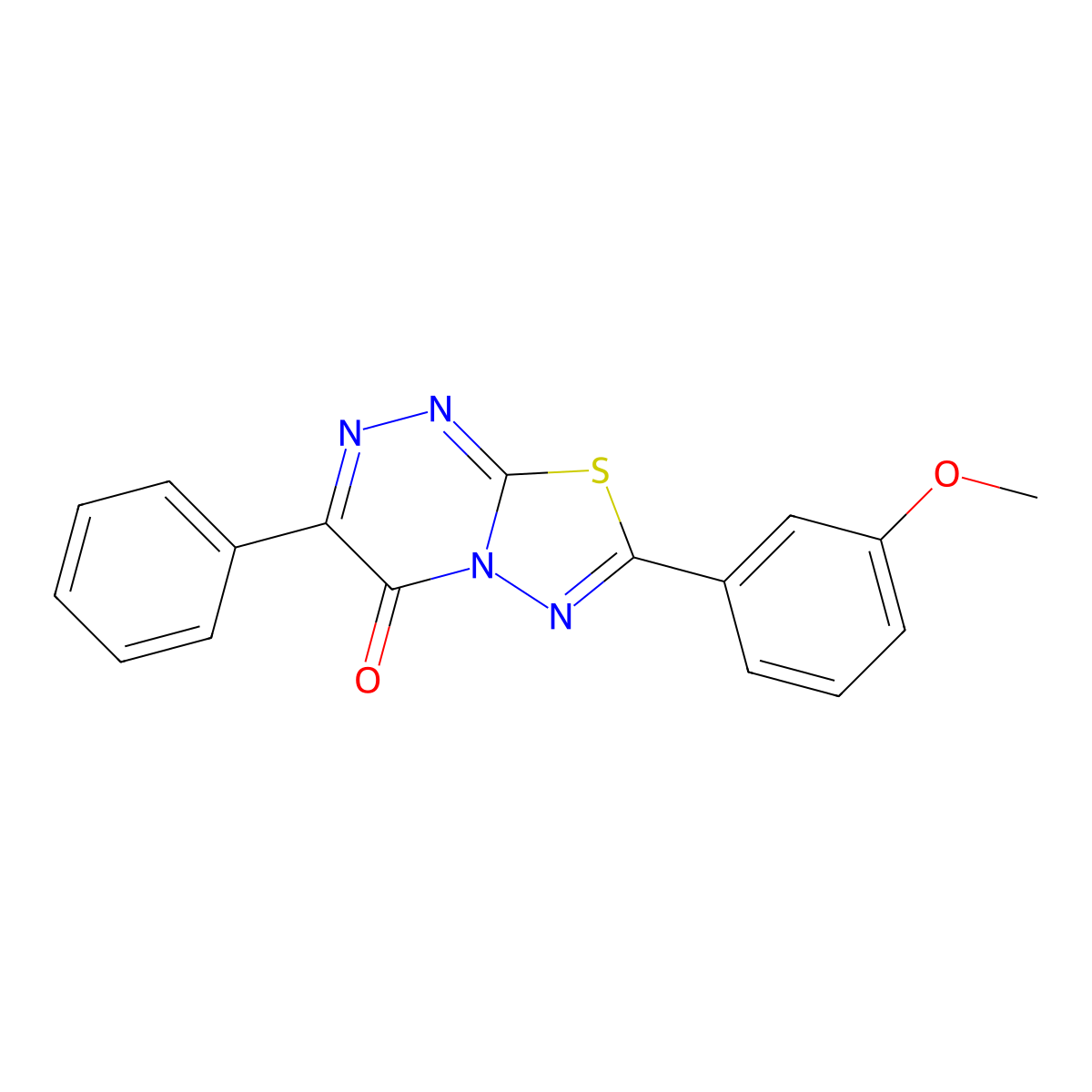 7-(3-methoxyphenyl)-3-phenyl-4H-[1,3,4]thiadiazolo[2,3-c][1,2,4]triazin-4-one molecular structure, CAS 59758-63-3