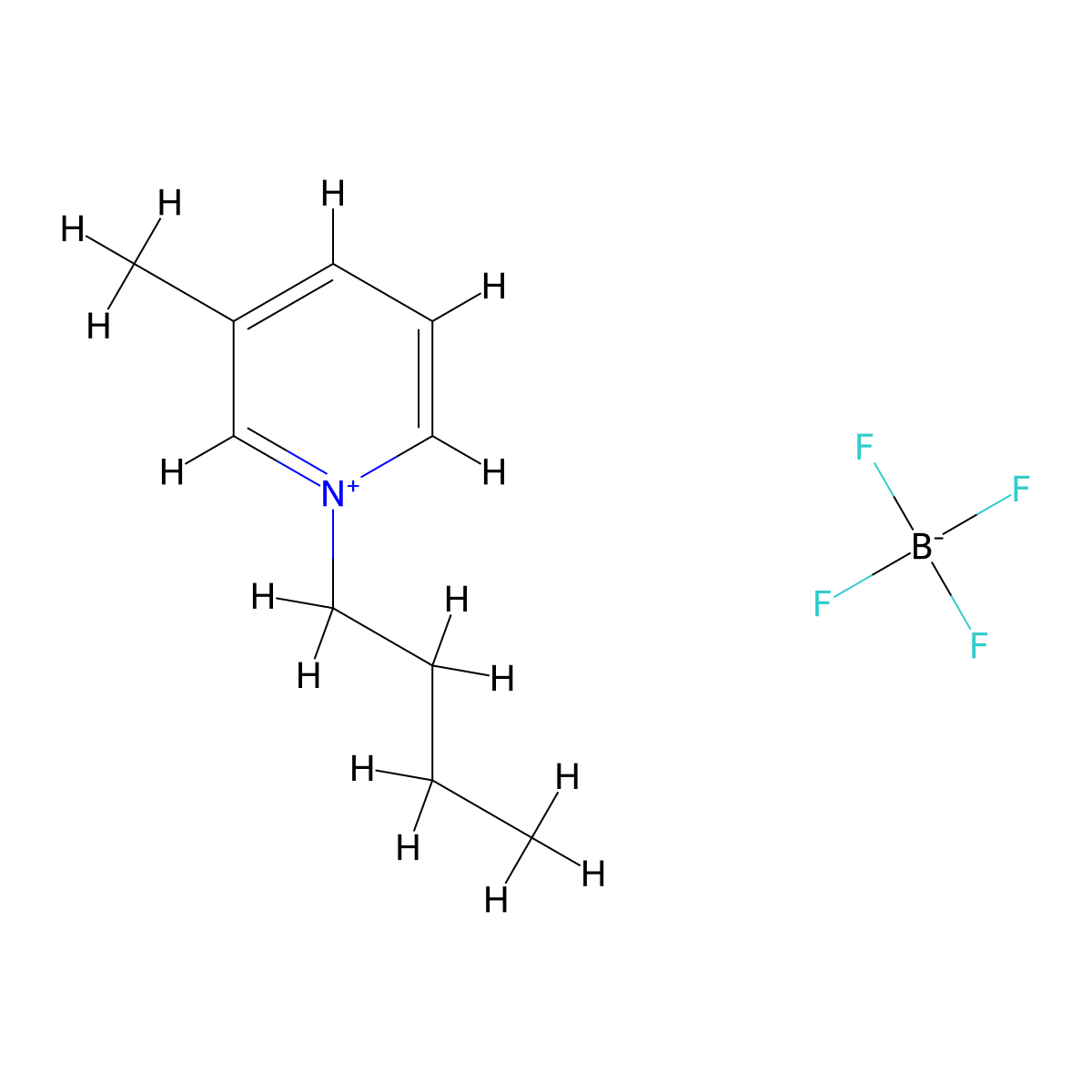1-Butyl-3-methylpyridinium tetrafluoroborate molecular structure, CAS 597581-48-1