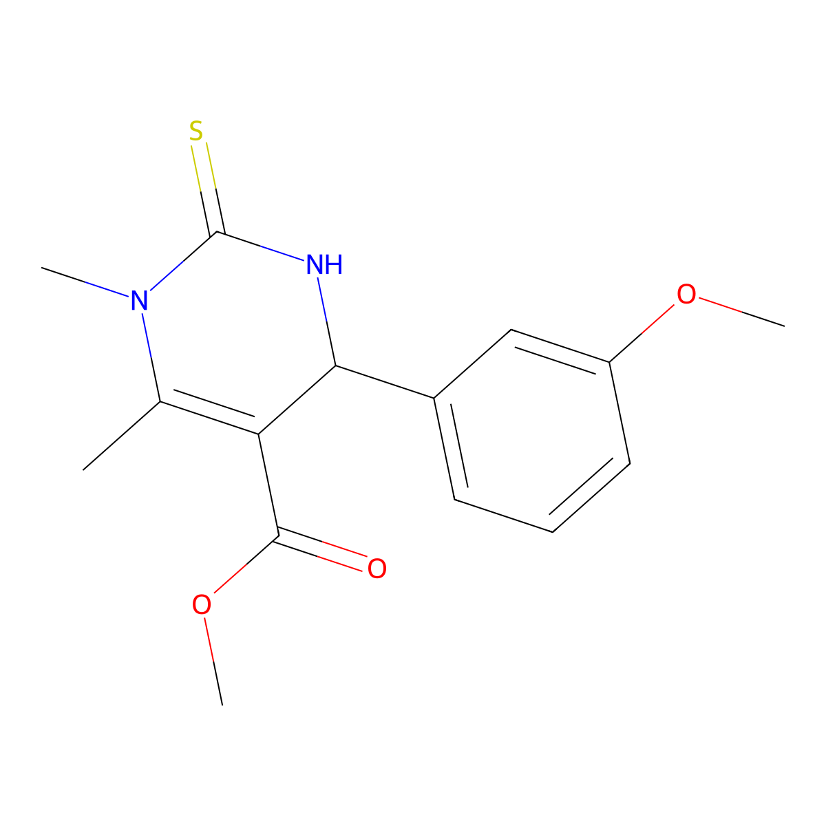 Methyl 6-(3-methoxyphenyl)-3,4-dimethyl-2-sulfanylidene-1,6-dihydropyrimidine-5-carboxylate molecular structure, CAS 5976-09-0