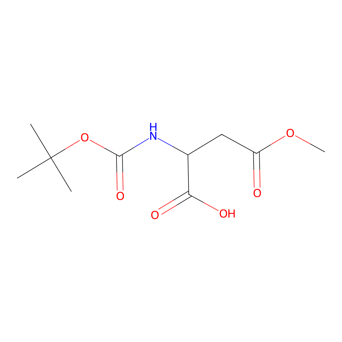 (2S)-2-{[(tert-butoxy)carbonyl]amino}-4-methoxy-4-oxobutanoic acid molecular structure, CAS 59768-74-0