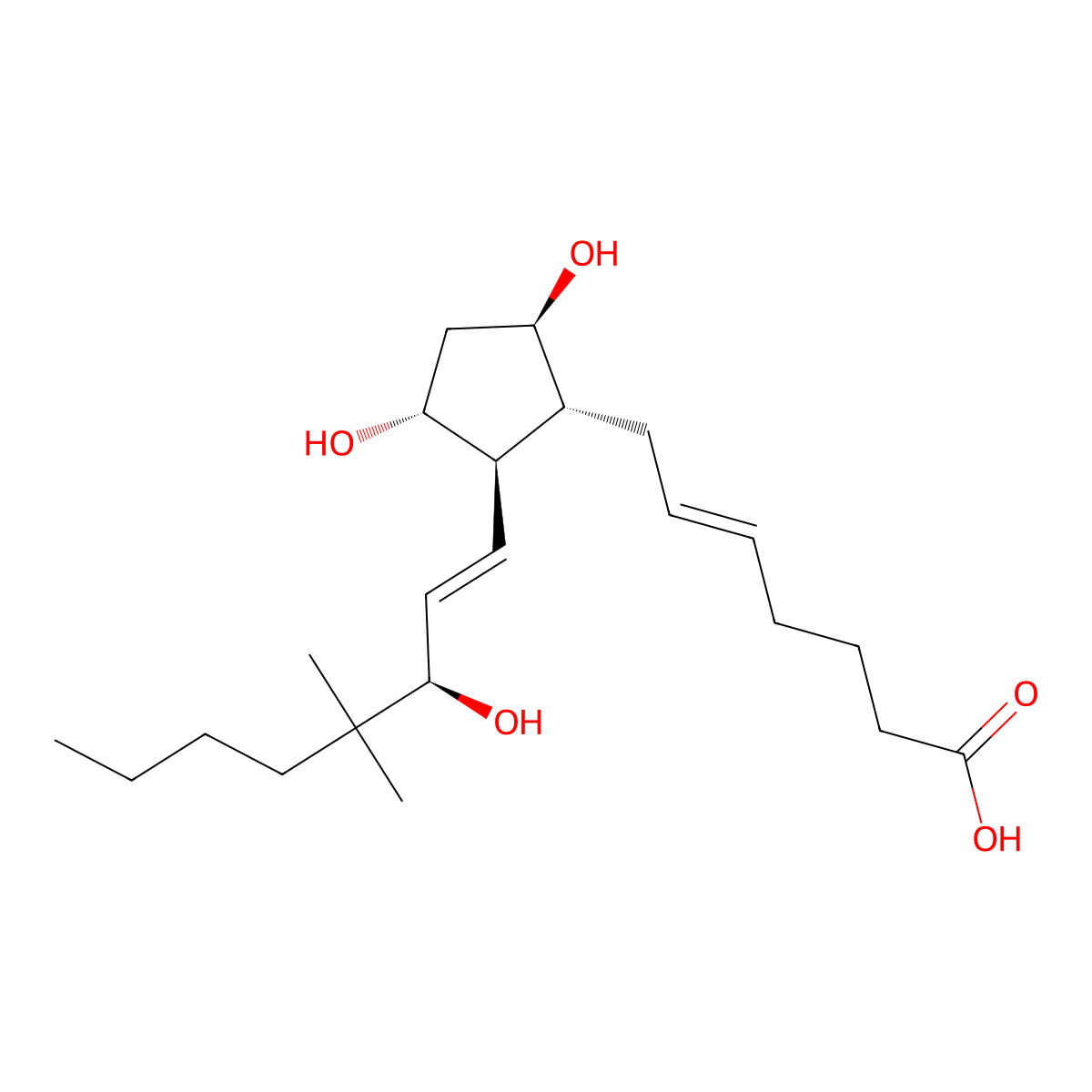 7-[(1R,2R,3R,5R)-3,5-Dihydroxy-2-[(3R)-3-hydroxy-4,4-dimethyloct-1-enyl]cyclopentyl]hept-5-enoic acid molecular structure, CAS 59769-89-0