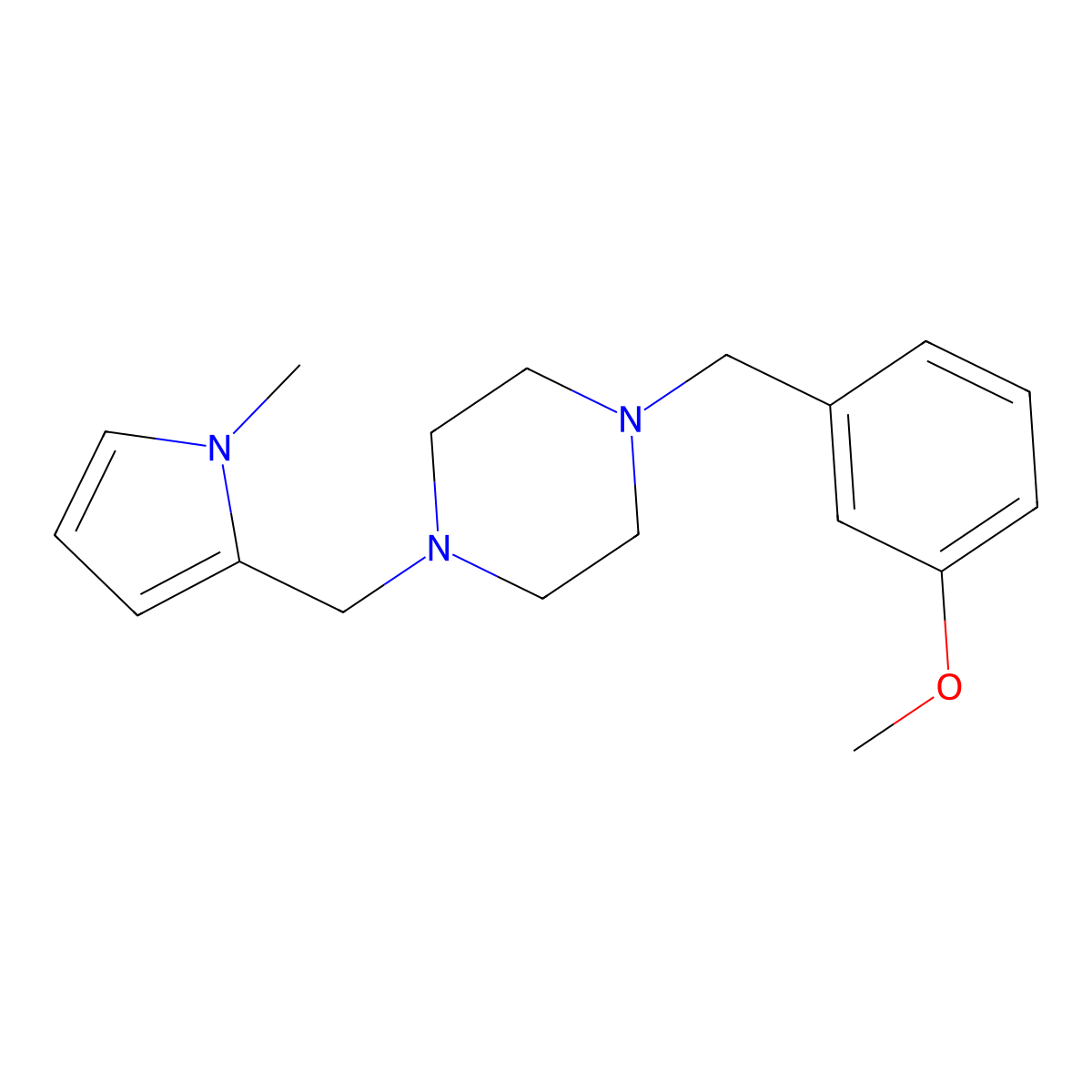 1-[(3-Methoxyphenyl)methyl]-4-[(1-methylpyrrol-2-yl)methyl]piperazine molecular structure, CAS 5977-05-9