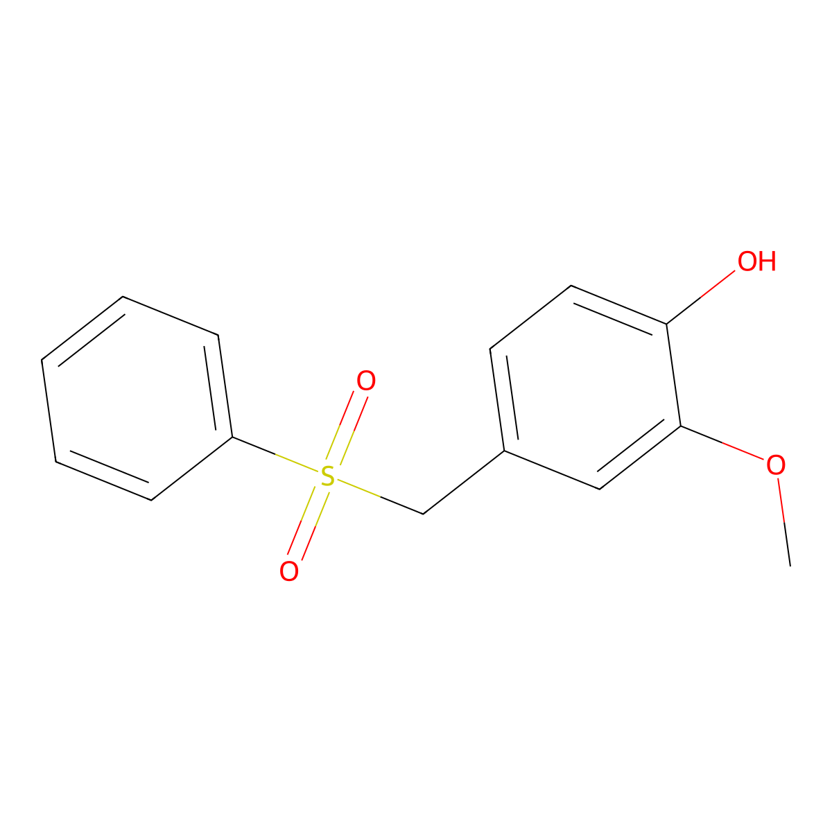 Phenol, 2-methoxy-4-[(phenylsulfonyl)methyl]- molecular structure, CAS 59770-86-4