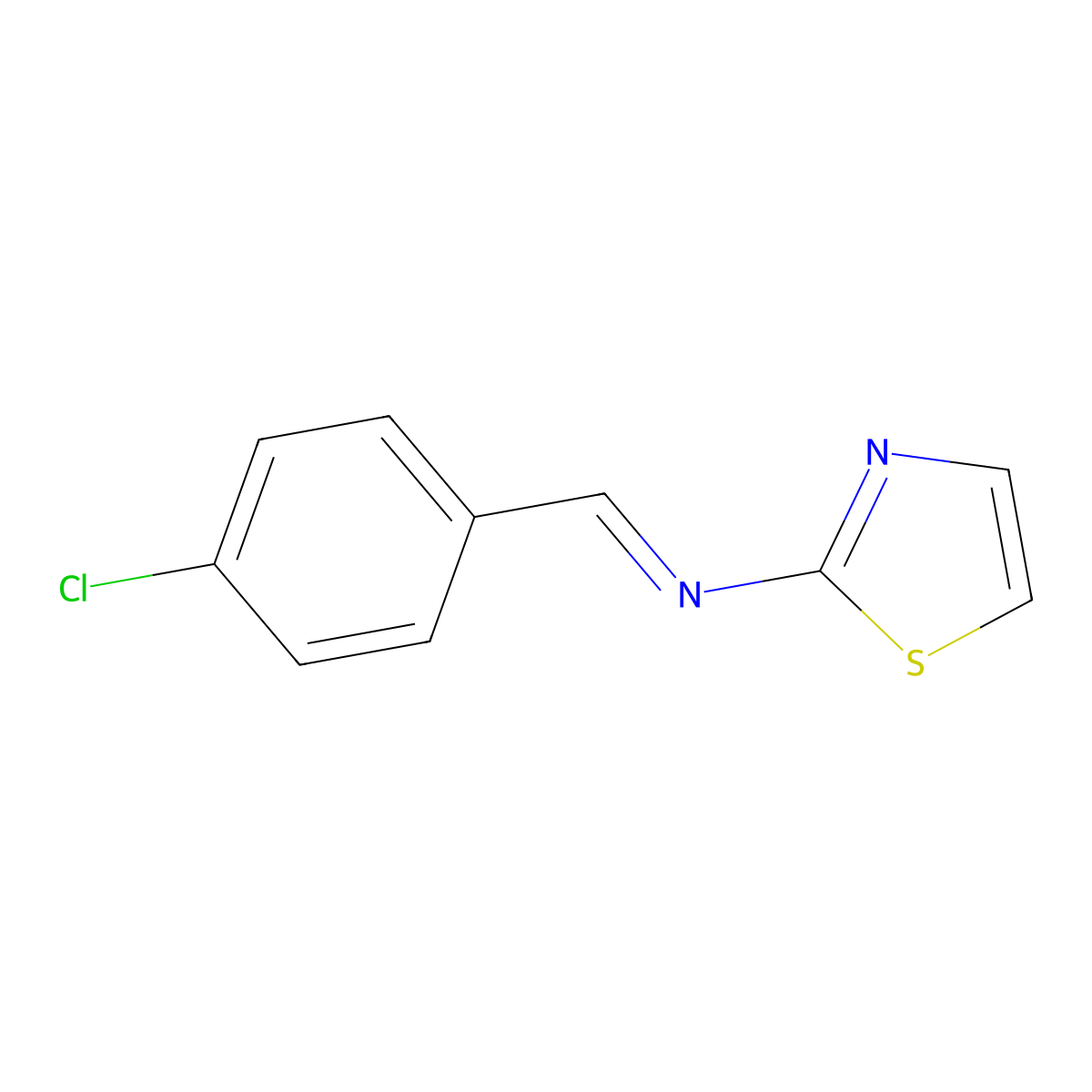 2-Thiazolamine, N-[(4-chlorophenyl)methylene]- molecular structure, CAS 59775-49-4