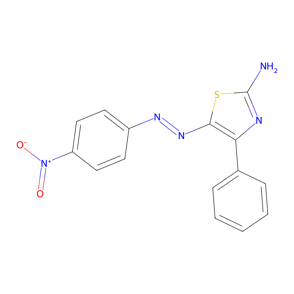 2-Thiazolamine, 5-[(4-nitrophenyl)azo]-4-phenyl- molecular structure, CAS 59775-83-6
