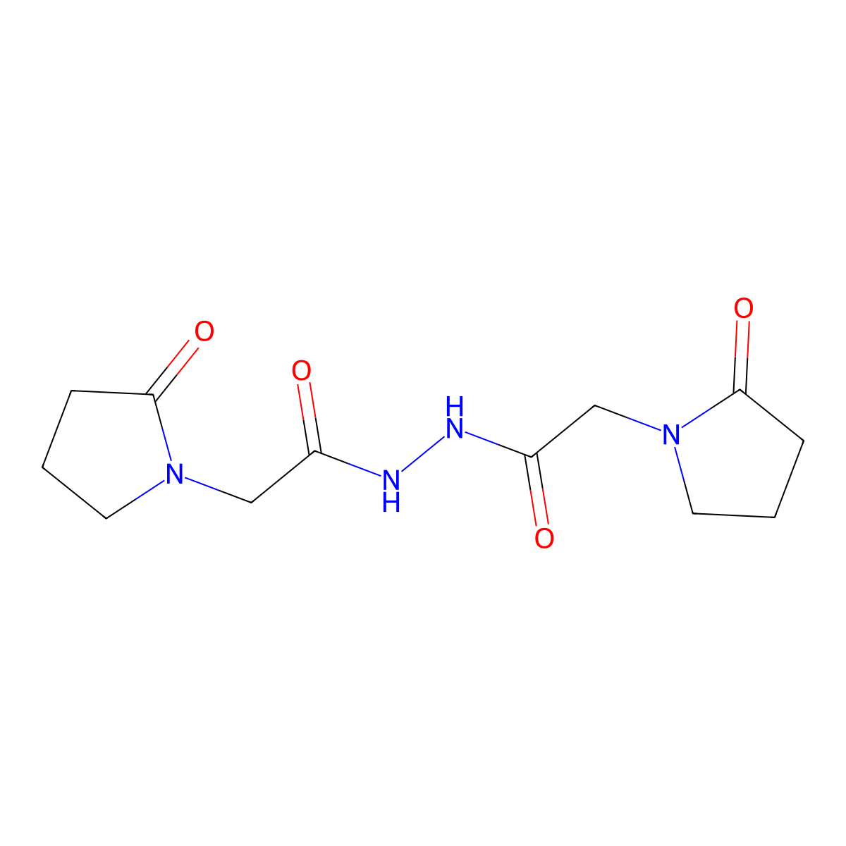 2-Oxo-1-pyrrolidineacetic acid 2-(2-(2-oxo-1-pyrrolidinyl)acetyl)hydrazide molecular structure, CAS 59776-90-8