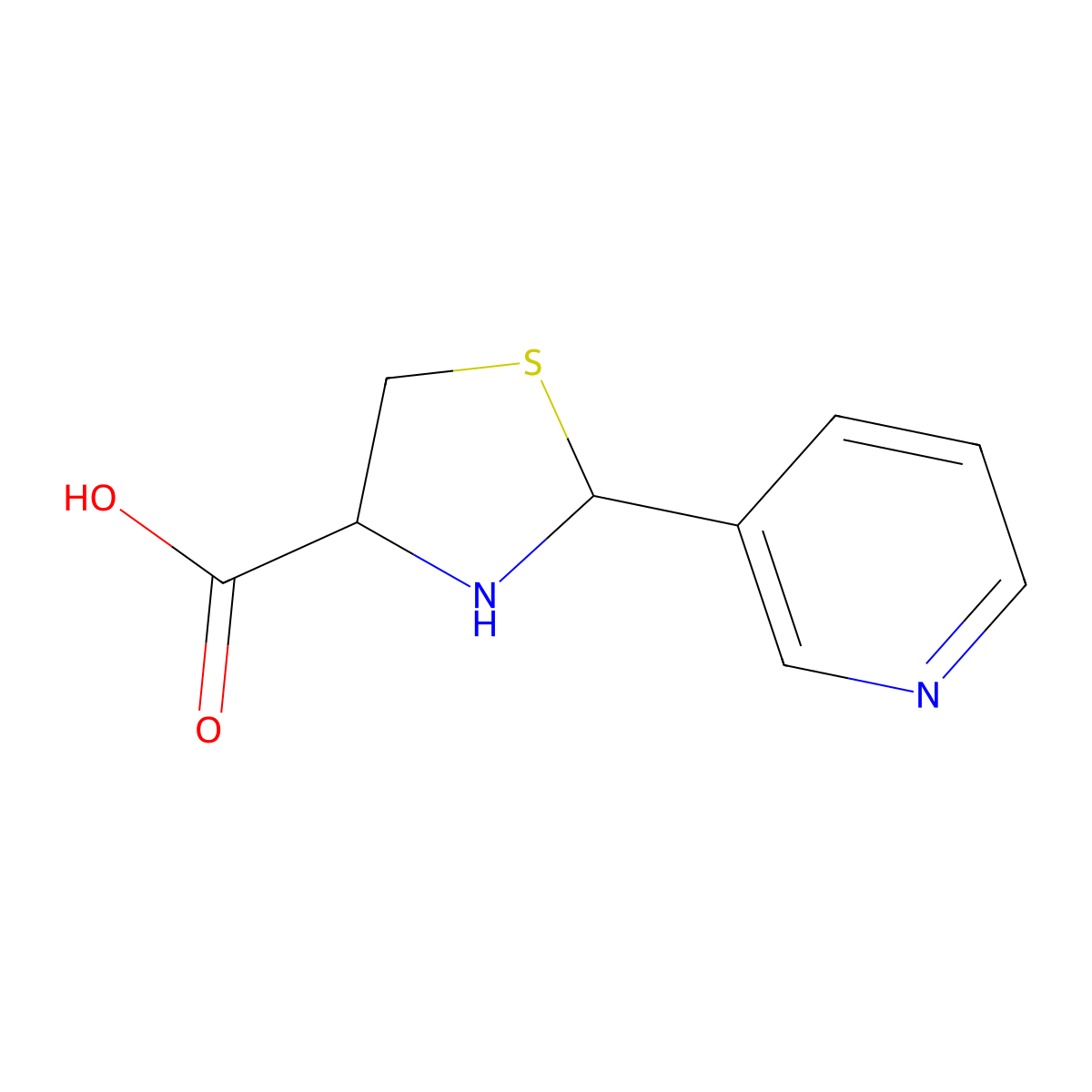 2-(3-Piridyl)thiazolidine-4-carboxylic acid molecular structure, CAS 59777-95-6